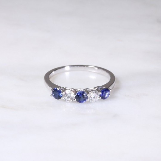 Sapphire & Diamond 5 Stone Ring