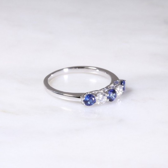 Sapphire & Diamond 5 Stone Ring
