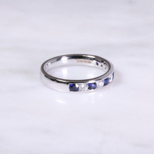 Sapphire & Diamond Channel Set Half Eternity Ring