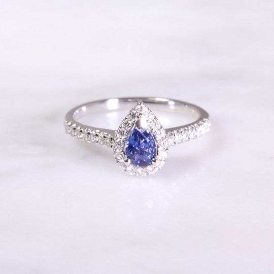 Sapphire & Diamond Pear Shaped Cluster Ring