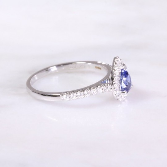 Sapphire & Diamond Pear Shaped Cluster Ring
