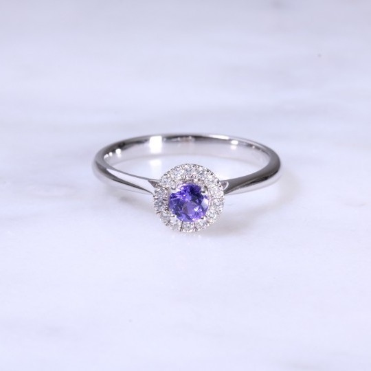 Tanzanite & Diamond Halo Ring