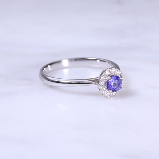 Tanzanite & Diamond Halo Ring