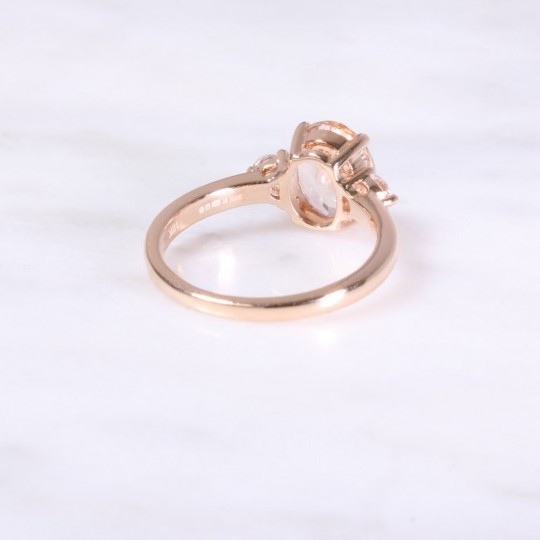 Morganite & Diamond 3 Stone Ring