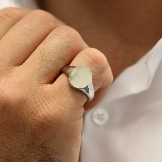 Platinum Oval Signet Ring Medium