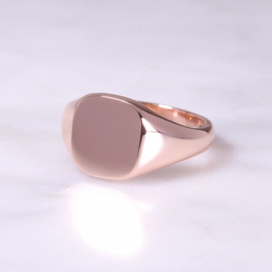 9ct Rose Gold Cushion Signet Ring Medium