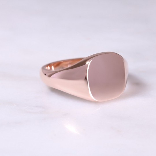 9ct Rose Gold Cushion Signet Ring Medium