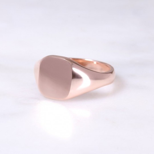 Ladies 9ct Rose Gold Cushion Signet Ring - Small