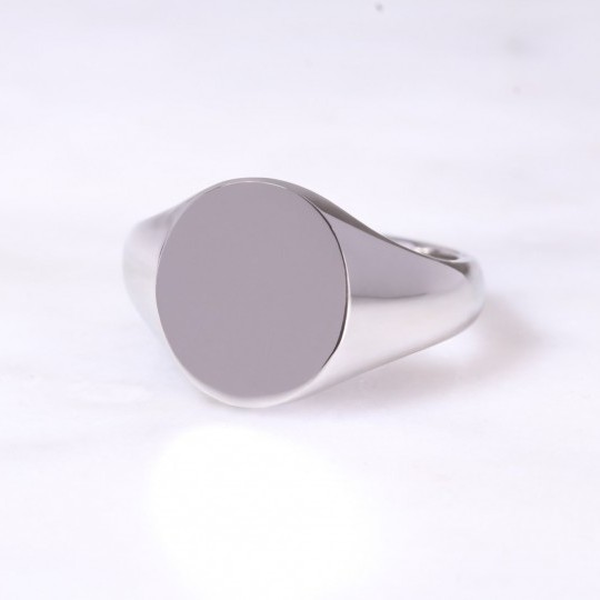 Platinum Oval Signet Ring Large