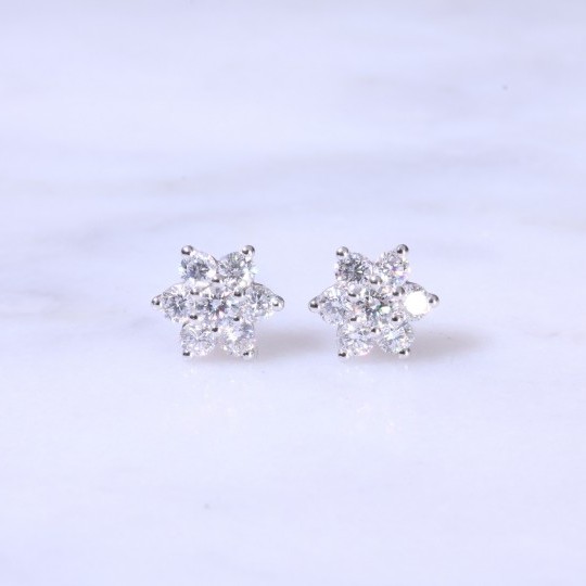 Diamond Claw Set Cluster Ear Studs 0.68ct