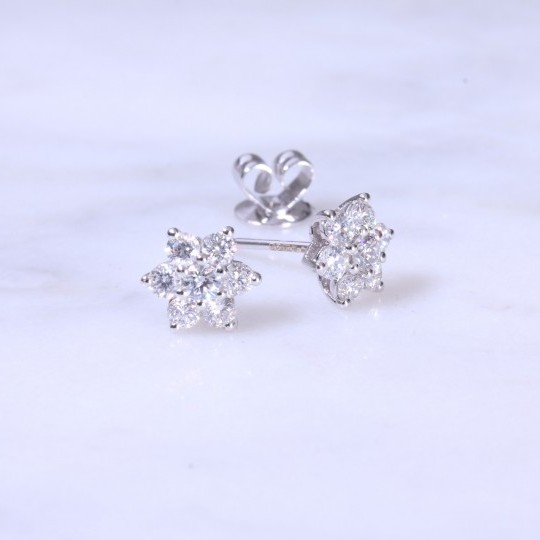 Diamond Claw Set Cluster Ear Studs 0.68ct