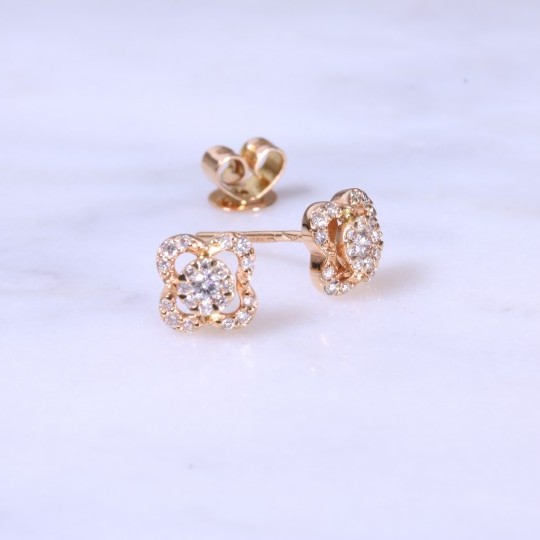 Diamond Open Flower Ear Studs 0.23ct