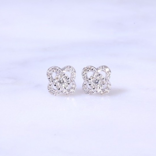 Diamond Open Flower Ear Studs 0.23ct