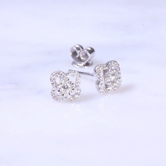 Diamond Open Flower Ear Studs 0.23ct