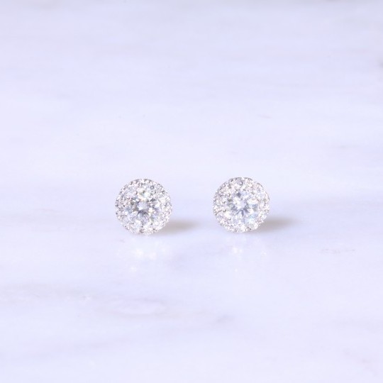 Petite Diamond Halo Ear Studs