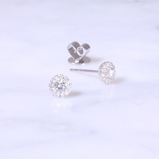 Petite Diamond Halo Ear Studs