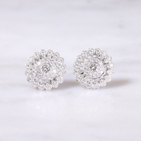 Filigree Diamond Cluster Earrings