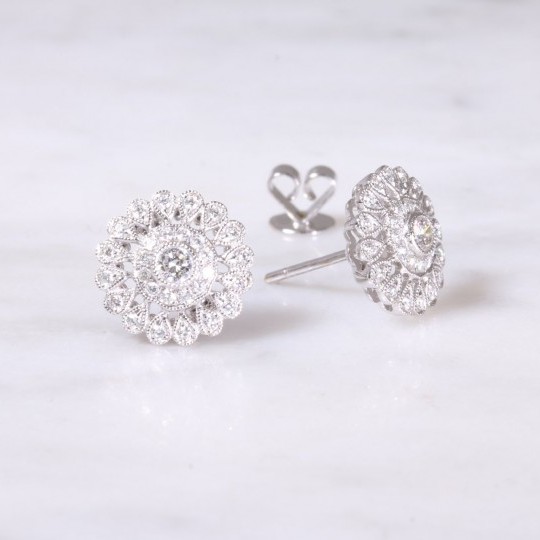 Filigree Diamond Cluster Earrings