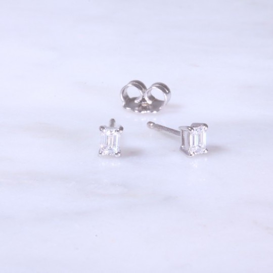 Emerald Cut Diamond Earrings