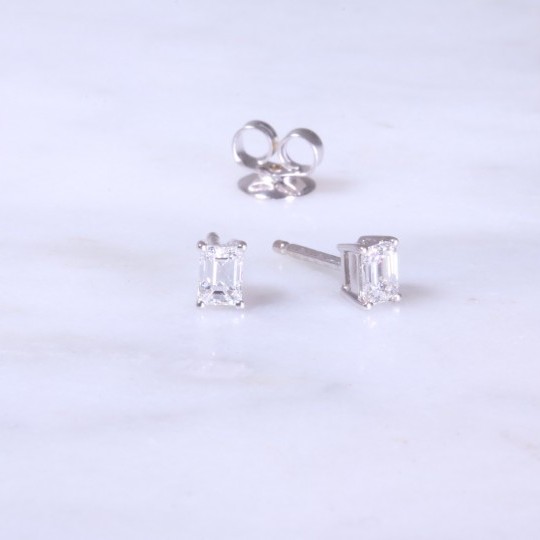 Emerald Cut Diamond Earrings