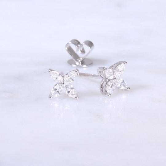 Marquise Diamond Flower Earrings