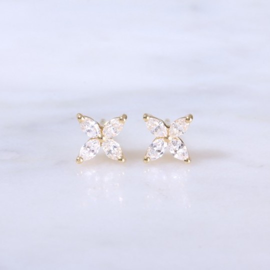 Marquise Diamond Flower Earrings