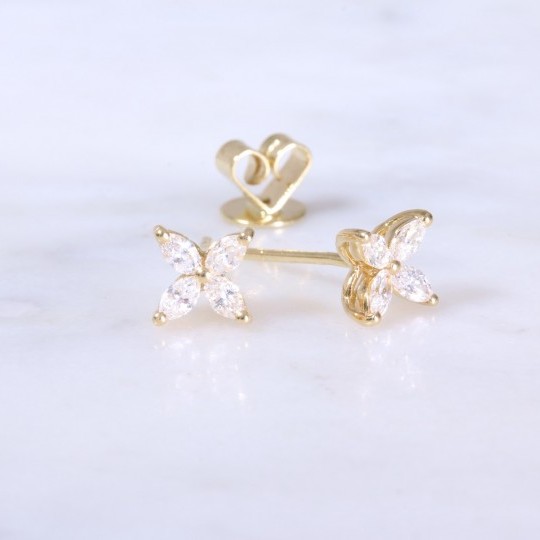 Marquise Diamond Flower Earrings