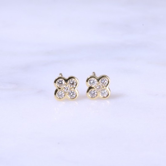 Diamond Small Cross Ear Studs 0.22ct