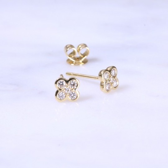 Diamond Small Cross Ear Studs 0.22ct