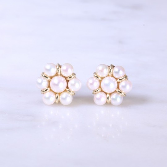 Cultured Pearl Flower Cluster Earrings