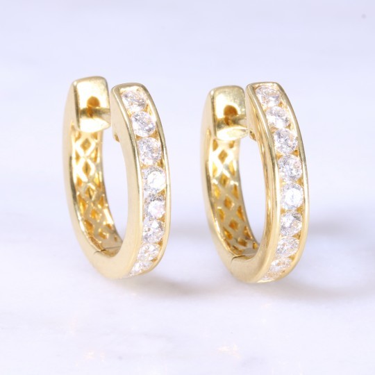 Diamond Channel Set Huggie Hoop earrings 