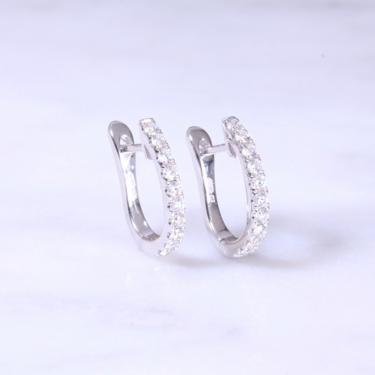 Diamond claw set huggie hoop earrings medium