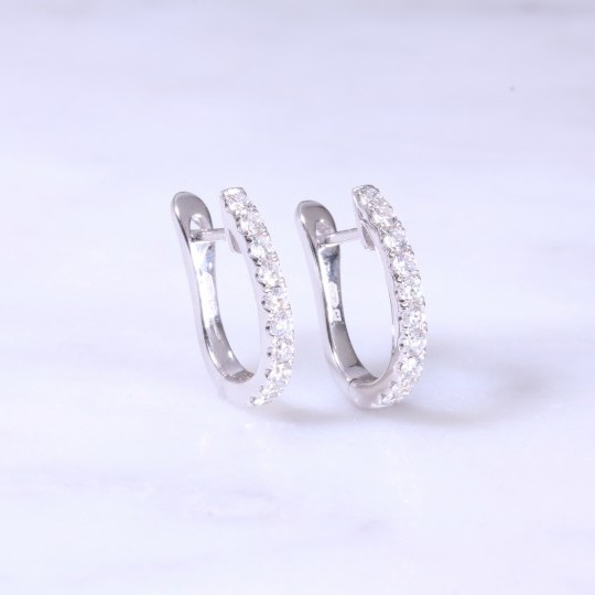 Diamond Claw Set Huggie Hoops