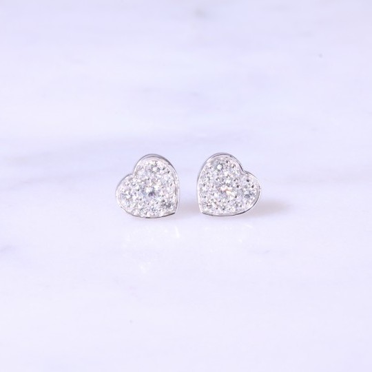 Heart Button Diamond Earrings