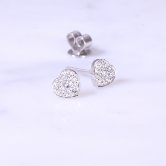Heart Button Diamond Earrings