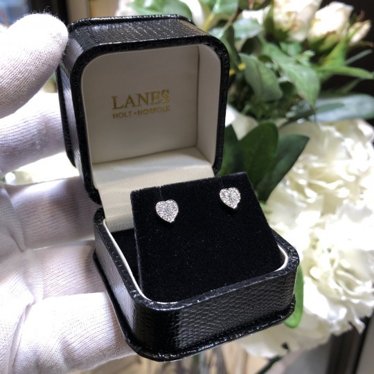 Heart Button Diamond Earrings