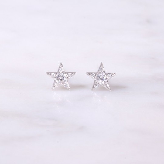 Diamond Star Earrings 18ct white gold