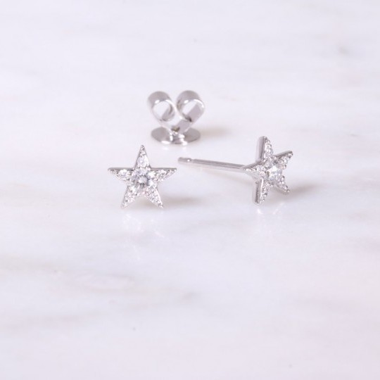 Diamond Star Earrings 18ct white gold