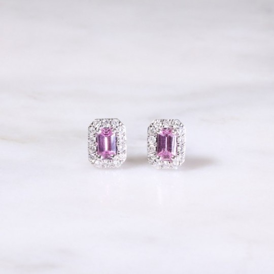 Pink Sapphire & Diamond Earrings