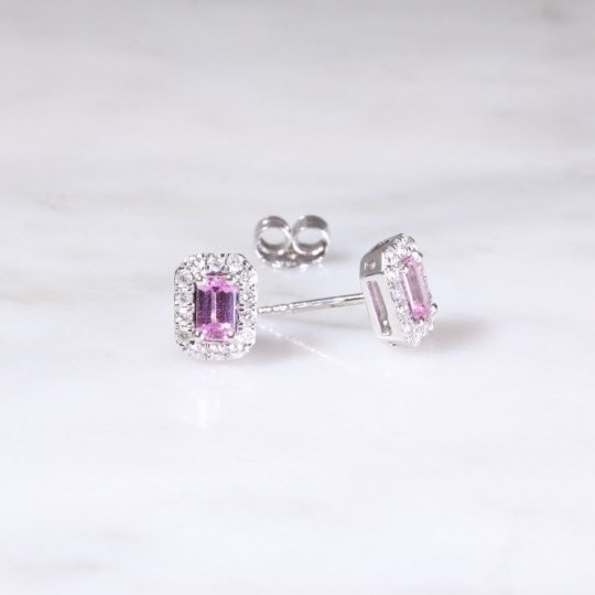 Pink Sapphire & Diamond Earrings