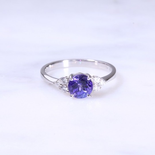 Tanzanite & Trefoil Diamond Ring