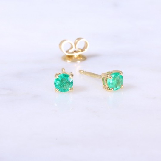 Single Stone Emerald Ear Studs