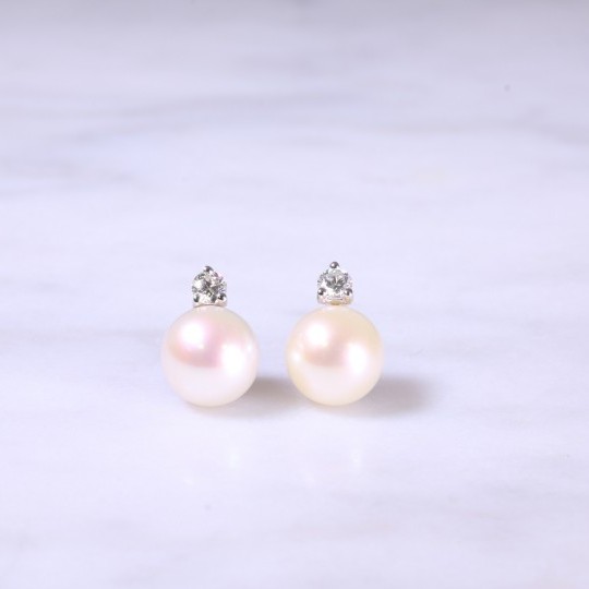 Diamond & Cultured Pearl Ear Studs