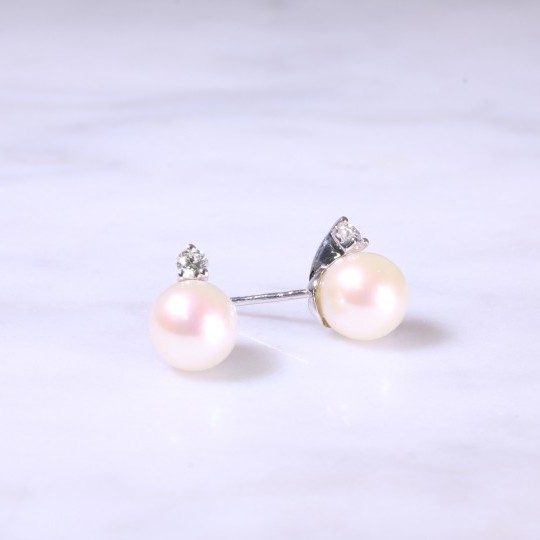 Diamond & Cultured Pearl Ear Studs