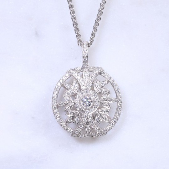 Diamond Deco Round Pendant