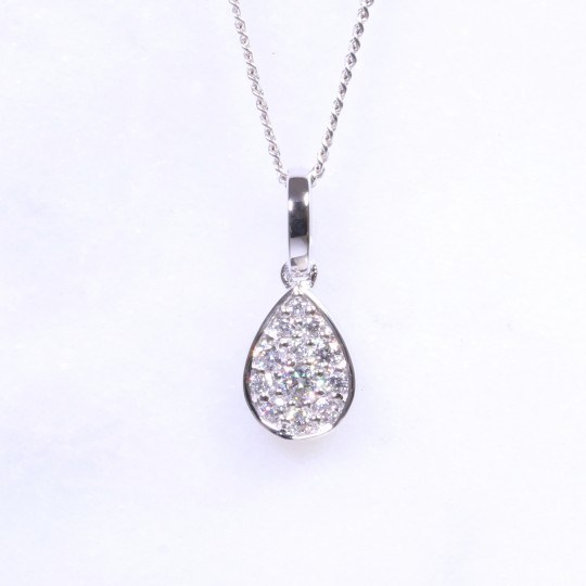 Diamond Pear Cluster Pendant 0.19ct