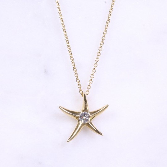 Diamond Starfish Pendant 18ct yellow gold