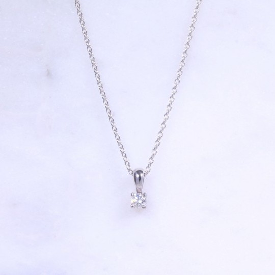 Round Brilliant Diamond Solitaire Necklace 0.10ct