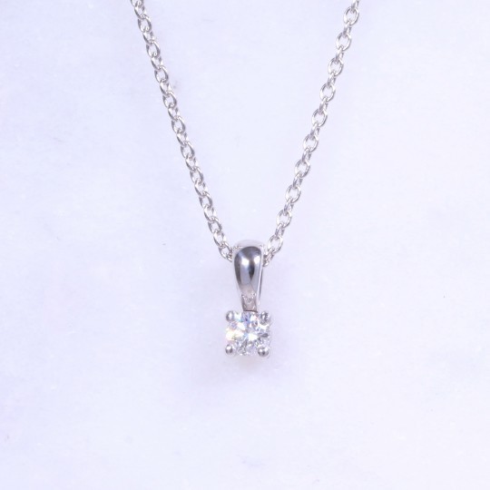 Round Brilliant Diamond Solitaire Necklace 0.10ct