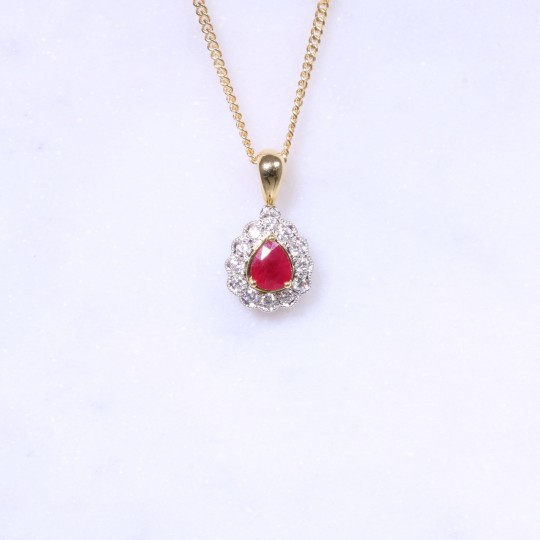 Ruby & Diamond Pear Pendant